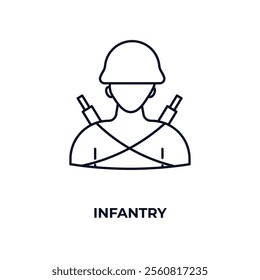 infantry outline icon. Linear vector from army and military concept. Thin line infantry icon isolated on white background