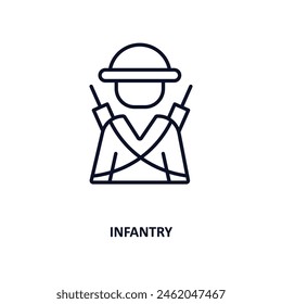 infantry outline icon. Thin line icon from army and war collection. Editable vector isolated on white background