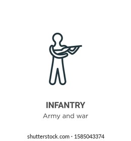 Infantry outline vector icon. Thin line black infantry icon, flat vector simple element illustration from editable army and war concept isolated on white background