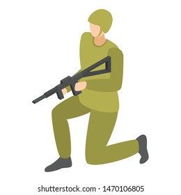 Infantry soldier icon. Isometric of infantry soldier vector icon for web design isolated on white background