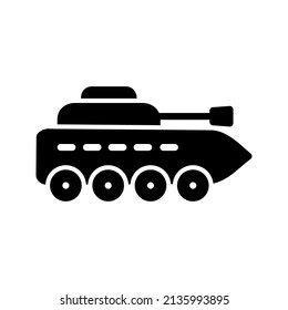 Infantry Tank Glyph Icon Black Design