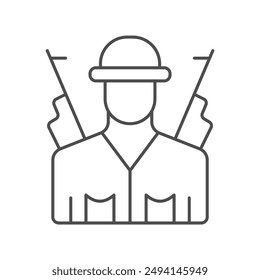 Infantry thinline icon , vector, pixel perfect, illustrator file