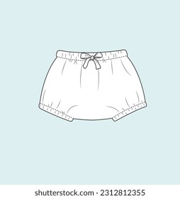 infants baby shorts, bloomers flat sketch illustration