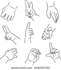 Infant's hands hand-drawn illustration set