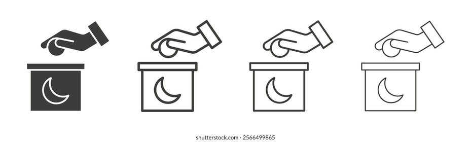 Infaq icon flat and linear vector illustration on white background.