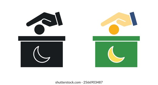 Infaq icon set in black and colored