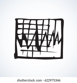 Infarction signal record rate plotting schedule display isolated on white backdrop. Web modern outline logo concept. Freehand linear black ink hand drawn emblem sketch in retro doodle contour style.