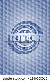 Infect blue emblem with geometric pattern.