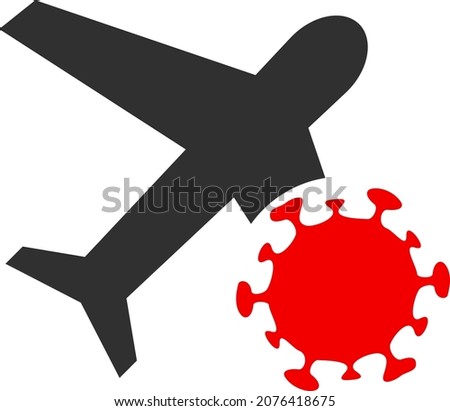 Infected airplane icon with flat style. Isolated vector infected airplane icon image on a white background.