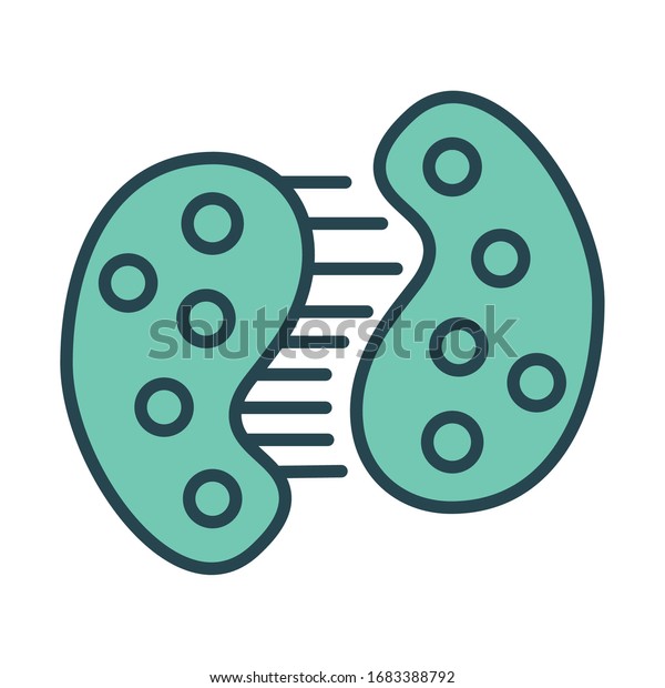 infected cell dividing with covid19 fill style\
icon vector illustration\
design