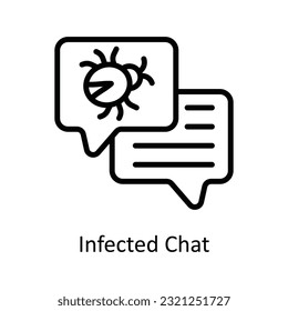 Infected Chat Vector  outline Icon Design illustration. Cyber security  Symbol on White background EPS 10 File