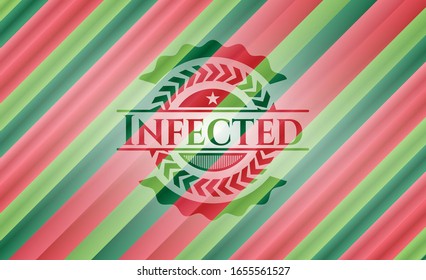 Fondo del emblema de Navidad infectado. Ilustración vectorial. Detallado.