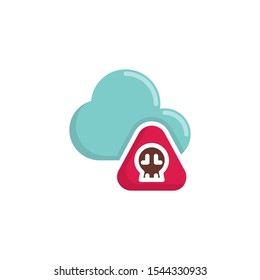 Infected cloud data flat icon, vector sign, Virus cloud colorful pictogram isolated on white. Symbol, logo illustration. Flat style design