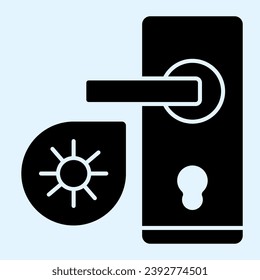 Infected door handle solid icon. Virus bacteria on door knob glyph style pictogram on white background. Coronavirus spread prevention for mobile concept and web design. Vector graphics