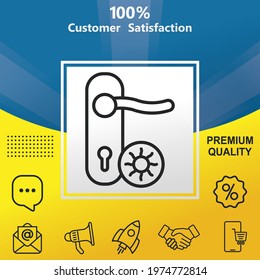 Infected door handle vector glyph color icon. With yellow and blue background option