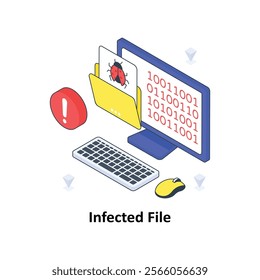 Infected File isometric Colored illustration. EPS File stock illustration