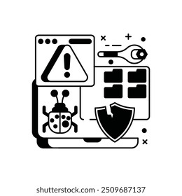 Ícone de glifo de arquivos infectados, ilustração de vetor
