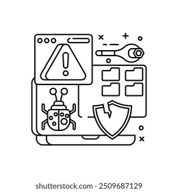 Infected Files Outline Icon, Vector illustration