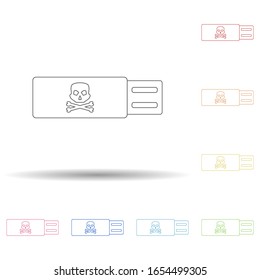 Infected flash card in multi color style icon. Simple thin line, outline vector of virus antivirus icons for ui and ux, website or mobile application