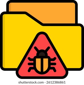 Infected Folder Icon Lineal Color Vector Illustration