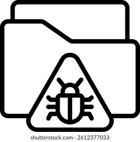 Infected Folder Icon Outline Vector Illustration