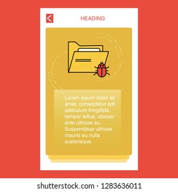 Infected folder  mobile vertical banner design design. Vector