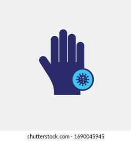 la mano infectada con el icono de la enfermedad del patógeno del vector del virus