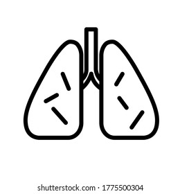Icono de pulmones infectados. Ilustración vectorial aislada en fondo blanco. Ilustración vectorial plana. Aislado sobre fondo blanco.