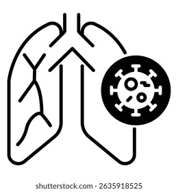 Icono de Vector de pulmones infectados que indica neumonía viral