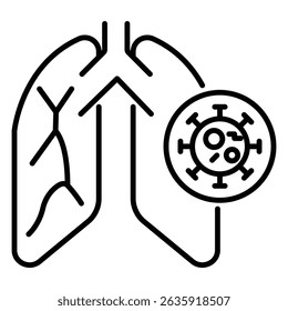 Ícone de vetor pulmonar infectado para diagnóstico médico