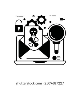 Icono de glifo de correos infectados, Ilustración vectorial