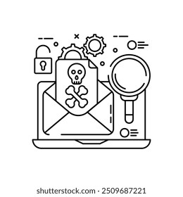 Infected Mails Outline Icon, Vector illustration