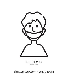 Infected man outline. Isolated infected on white background.