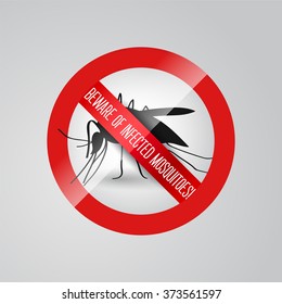 infected mosquito vector icon in realistic design - beware of infected mosquitoes