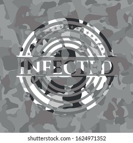 Infected on grey camouflaged texture