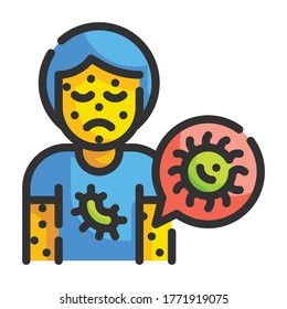 Infected person Fill Outline icon. Virus Transmission Concept.