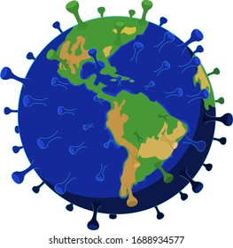 Planeta infectado en forma de virus