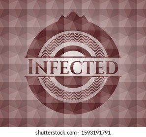 Infected red badge with geometric pattern. Seamless.