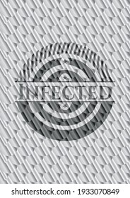 Infected shiny silver badge. Scales pattern. Vector Illustration. Detailed. 