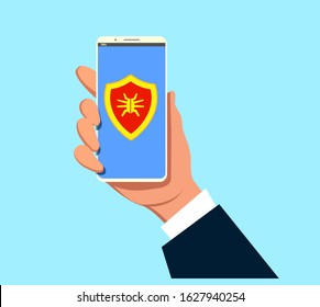 Infected smartphone, computer first aid. vector illustration