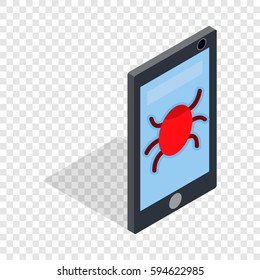 Infected smartphone isometric icon 3d on a transparent background vector illustration