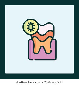 Infected Tooth Icon: Dental Hygiene and Bacteria