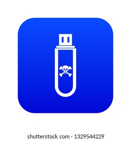 Infected USB flash drive icon digital blue for any design isolated on white vector illustration