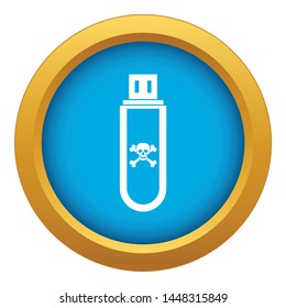 Infected USB flash drive icon blue vector isolated on white background for any design