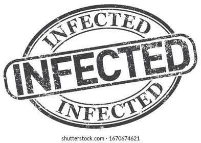 Infectado. Sello de goma negro vectorial.