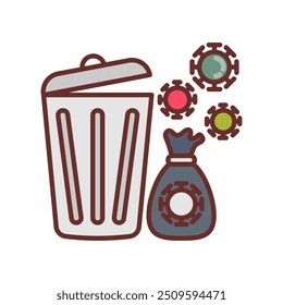 Iconos llenos de residuos infectados, Ilustración vectorial