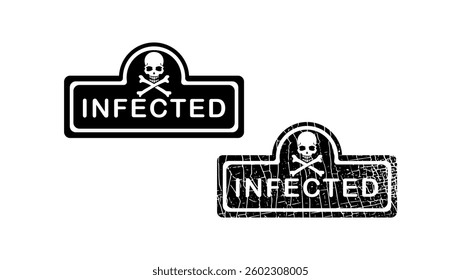 infected word rubber seal stamp, black isolated silhouette
