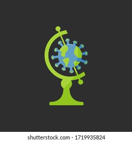Infected Worldwide spread contamination disease planet illustration. creative flat design corona virus contagion globe symbol. save earth vector icon graphic. warning sign coronavirus concept logo art
