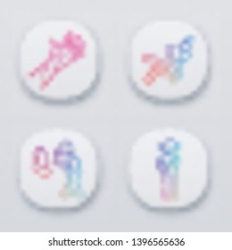 Infection, allergy symptoms app icons set. Skin rash, redness allergic reaction. Asthma, bronchitis. UI/UX user interface. Contagious disease. Web or mobile applications. Vector isolated illustrations