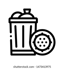 Infection Bacteria Germs In Trash Vector Sign Icon Thin Line. Unhealthy Micro Organism From Trash Rubbish Linear Pictogram. Microbe Type Virus Biology Microorganism Contour Monochrome Illustration